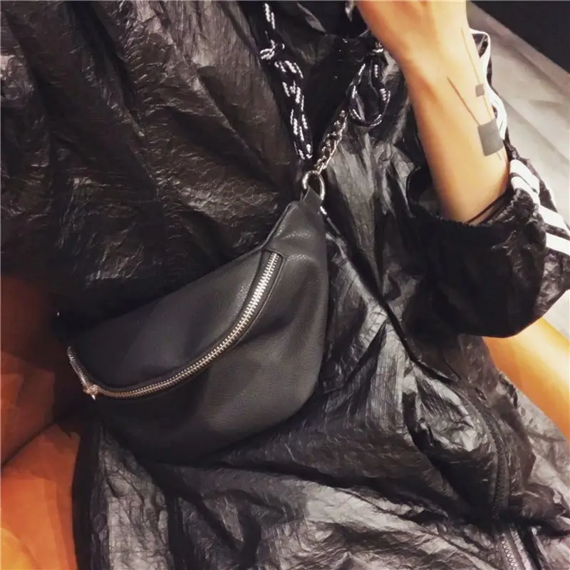 FGGS мода талии поясная сумка Дамские туфли из pu искусственной кожи ремень молния талии Сумка Груди Сумка кошелек (черный)