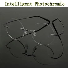 Фотохромные очки для близорукости, ультра-светильник с памятью, титановые оправы, круглые очки для близоруких, близоруких по рецепту, Gafas