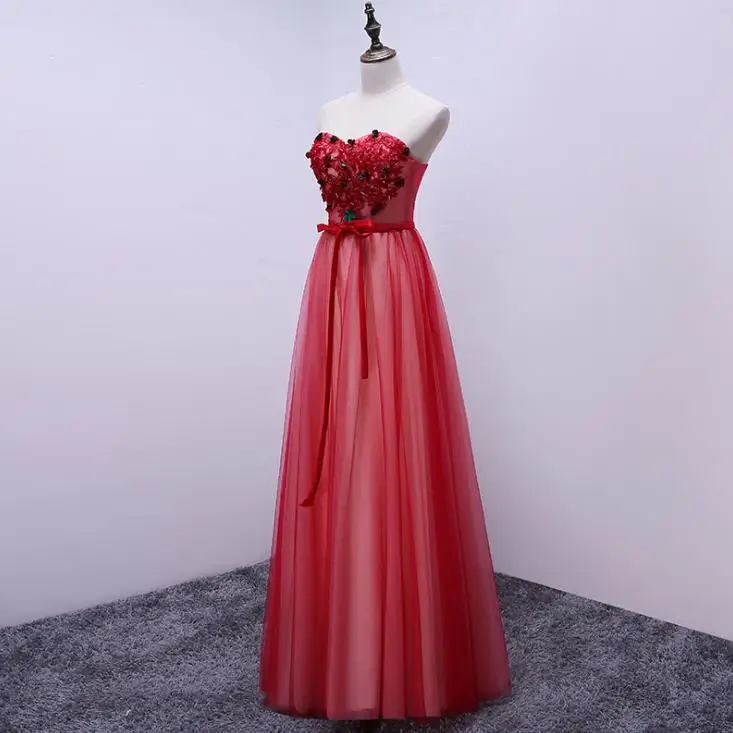 VENSANAC Strapless Crystal 2018 A Line Flowers Appliques Long Evening Dresses Lace Party Sash Backless Prom Gowns