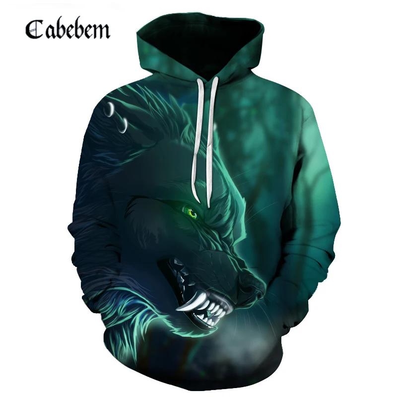 

2019 New Anime Wolf Hoodies Men Sweatshirts Fashion Hoody Male Tracksuit 3D Printing Pullover Unisex Coat Brand 6xl Drop Ship