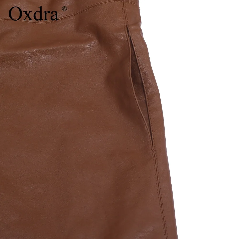 Oxdra 2018 Весна Осень Новые без рукавов искусственная кожа Длинные Куртки Женские
