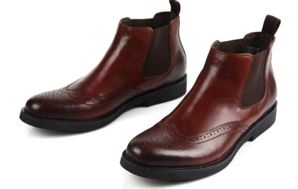 

luxury mens ankle boots genuine leather comfortable handmade carved men shoes for business office martin booties sapatos