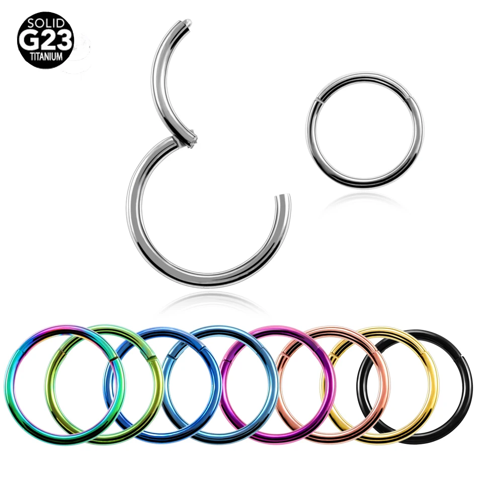

10pcs/lot 14G 16G Titanium Fake Nose Rings Piercings Faux Septum Rings Hinged Clicker Segment Nipple Rings Piercing Nose Jewelry
