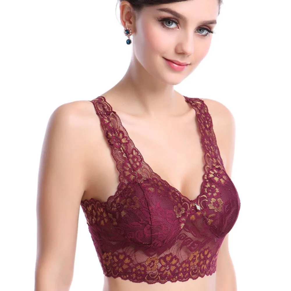 

2019 Summer Women Wire Yoga Sports Underwear Lace Outdoor Yoga Vest Crop Top Sleep Padded Bra