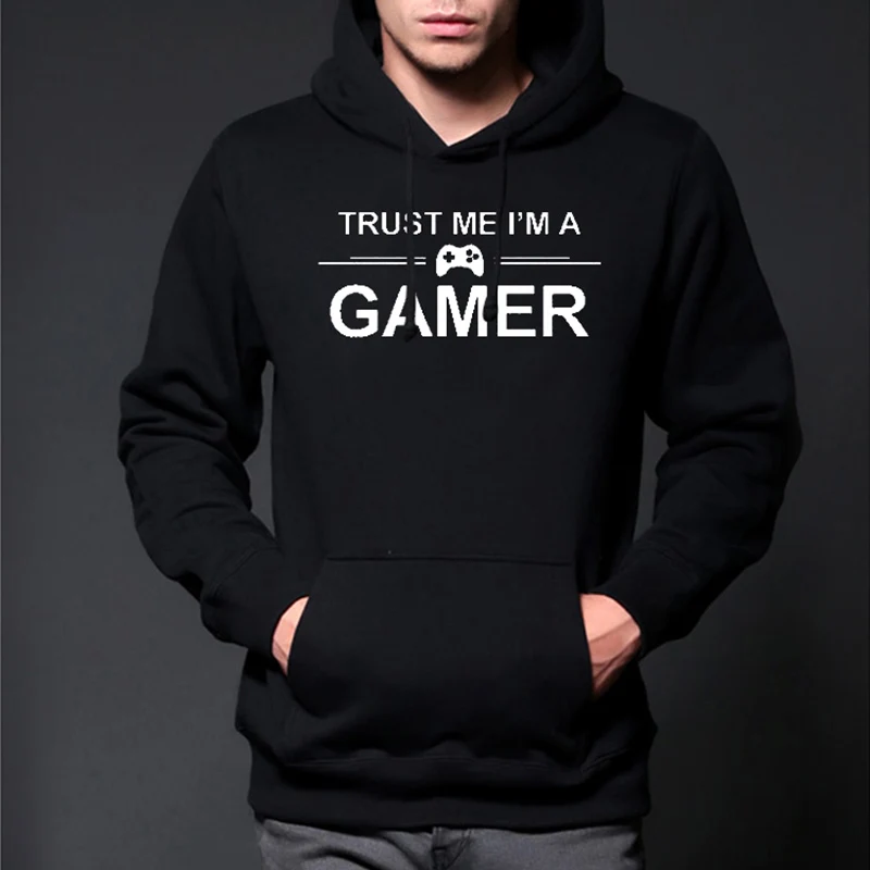 

2019 TRUST ME I'M A GAMER Funny Print Men's Hoodies PS4 XBOX COMPUTER GEEK Autumn Cotton Fleece Winter Men Print Sweatshirts