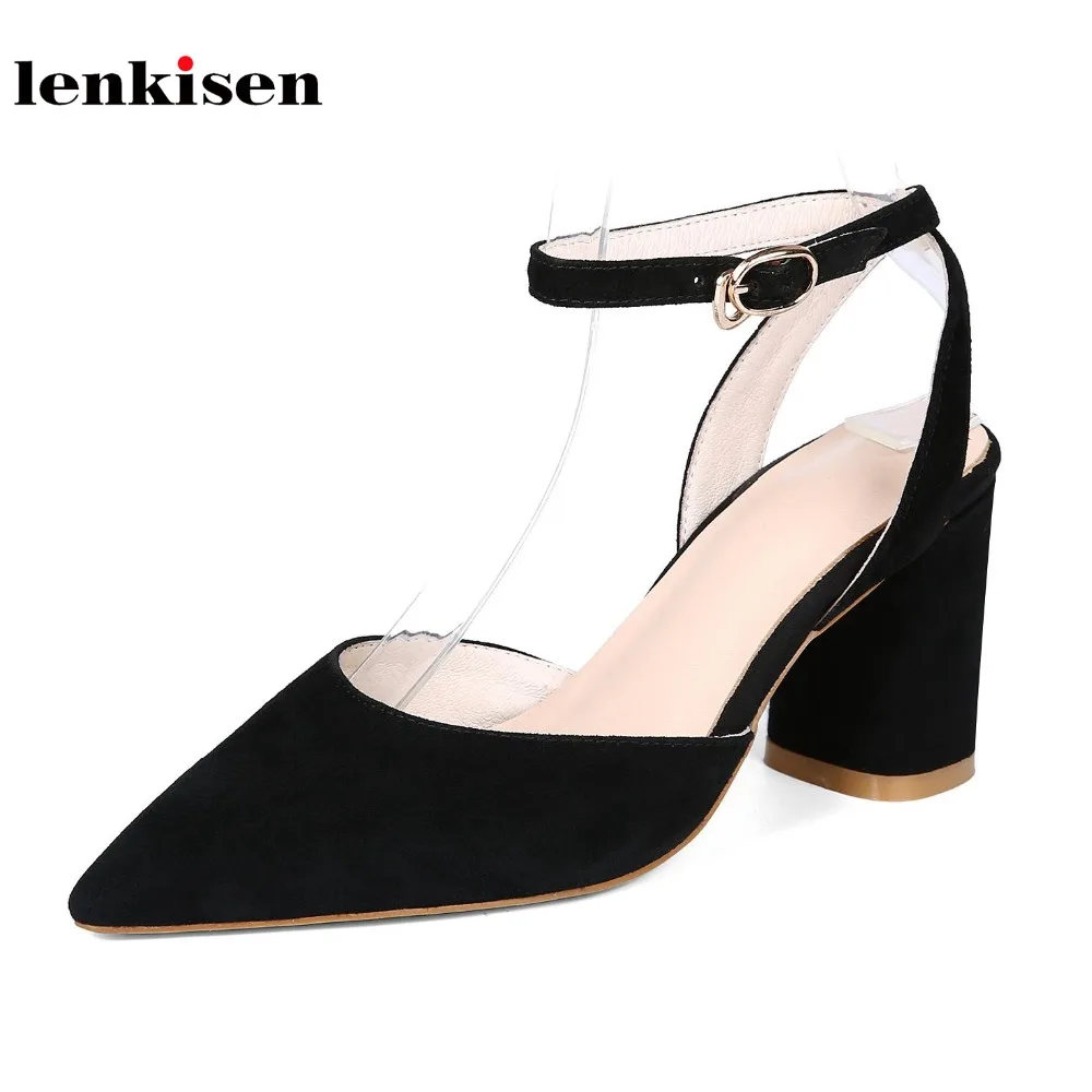 

Lenkisen sheep suede buckle straps women sandals slingback new fashion office lady sweet simple style gladiator summer shoes L23