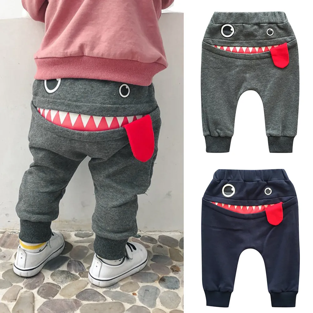 

MUQGEW Baby Children Kids Boys Girls Cartoon Shark Tongue Harem Pants Trousers Pants Children's tracksuit kids clothing