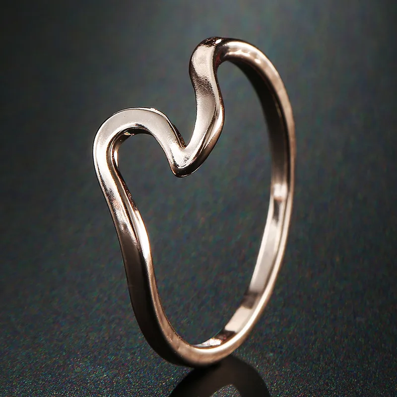 ZORCVENS Новая мода для женщин и девушек простые металлические волнистые кольца цвета розового золота для влюбленных Обручальное кольцо ювелирные изделия для женщин - Цвет основного камня: 14504