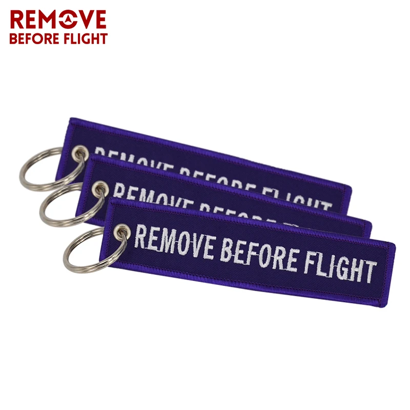 2017 Fashion Jewelry Keychain for Cars OEM Motorcycles Key Chains Purple Embroidery Key Fobs REMOVE BEFORE FLIGHT Key Chain Tag (6)