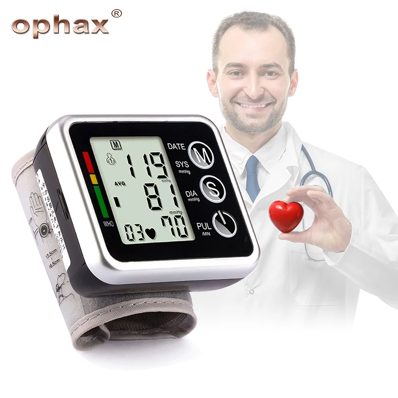 

OPHAX Automatic Sphygmomanometer Digital Wrist Meter Cuff Blood Pressure Monitor Germany Chip Blood Pressure Health Monitor