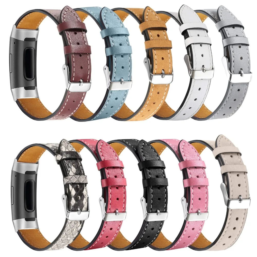 

Joyozy Leather Bands Compatible Fitbit Charge 3 Genuine Leather Band Replacement Accessories Strap Charge3