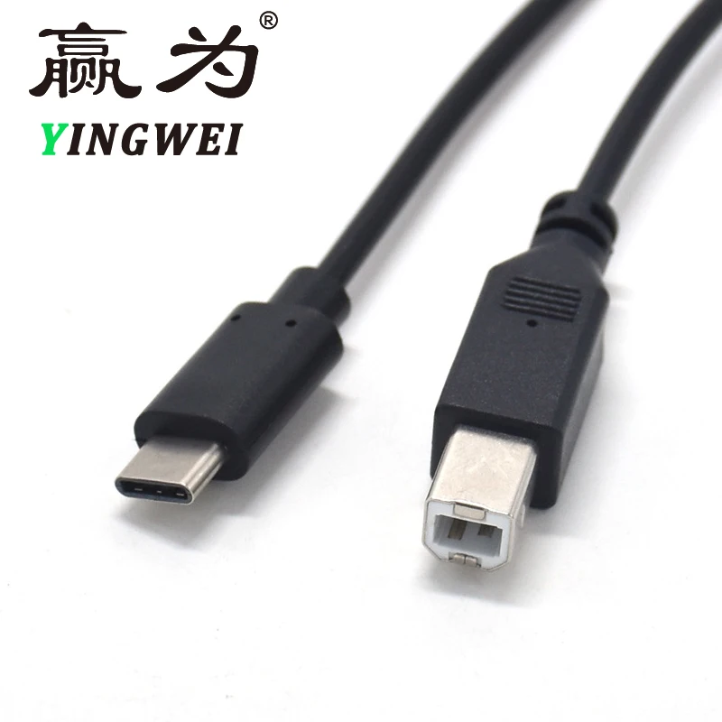

USB 3.1 USB Type-C Male to Male Connector to USB 2.0 B Type Male Data Cable for Cell Phone & MacBook & Laptop & Printer