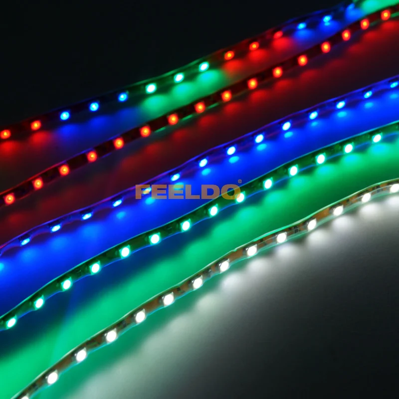 FEELDO 2 шт. 12 V 45 см супер Водонепроницаемый 45-светодиодный SMD 3528 фонарь RGB Гибкая автомобиля декоративное люминесцентное освещение# CA4582