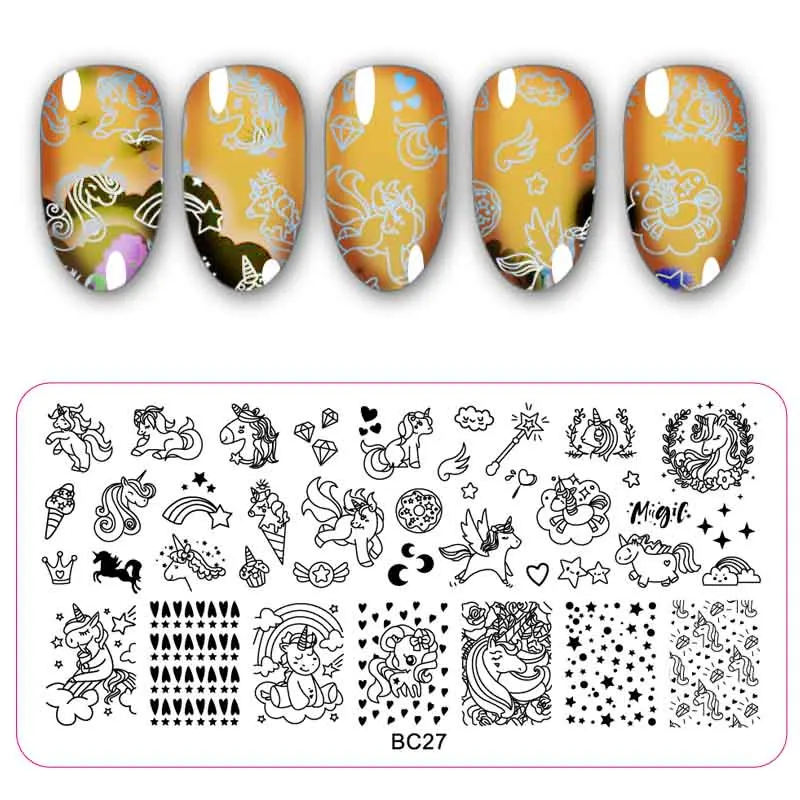 6*12 см прямоугольные пластины для штамповки ногтей Цветочный животный узор дизайн ногтей штамп штамповка шаблон изображения пластины трафареты - Цвет: BC27