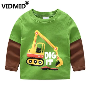 

VIDMID baby boys long sleeve cothes t-shirts kids cartoon Tractor cars t-shirts boys cotton clothing tees tops for 1-8 years