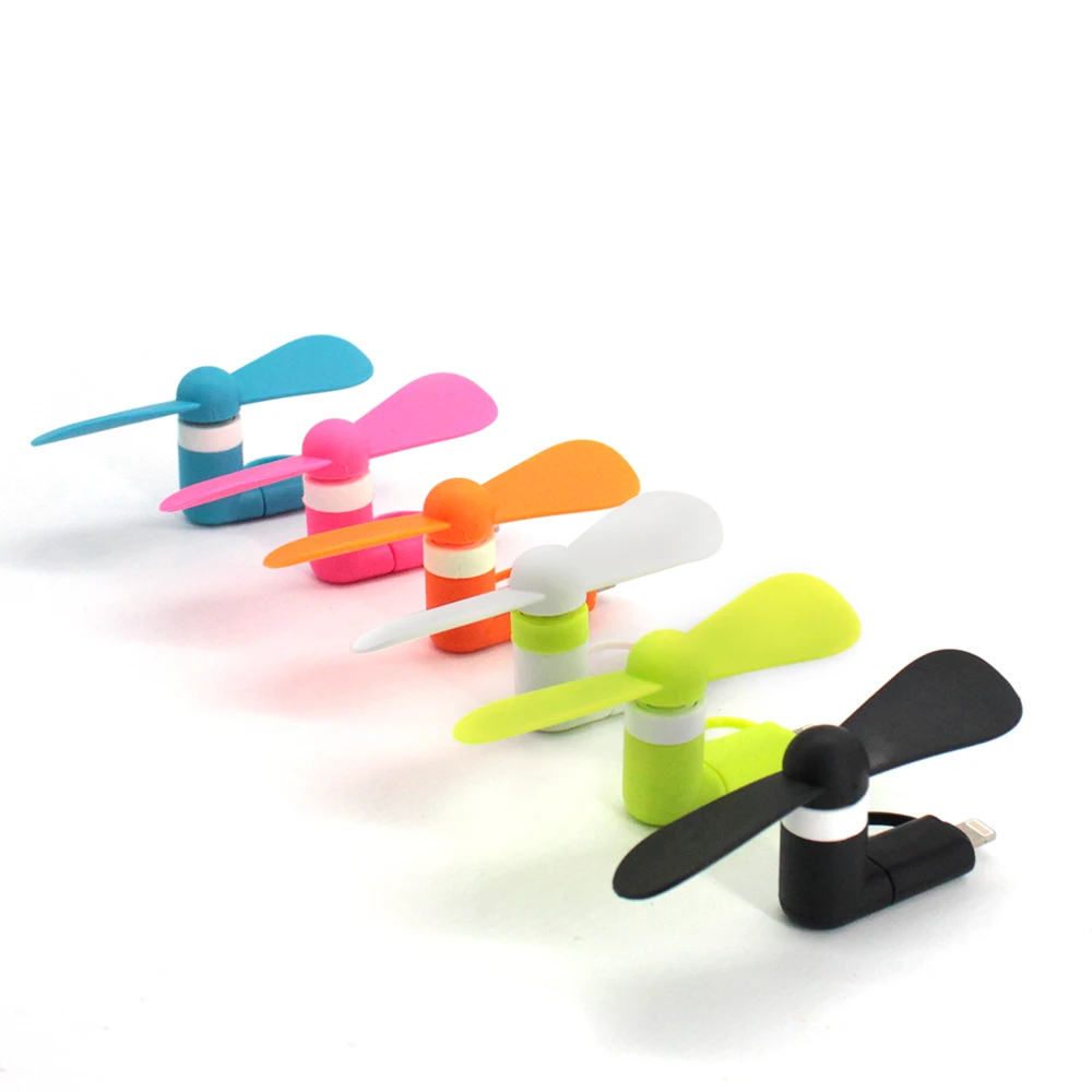 Mini 2 in 1 USB Fan For iPhone 5 6 7 Lightning Fan for Samsung HTC Sony Android Portable Micro USB OTG Smartphone Gadget mini fan
