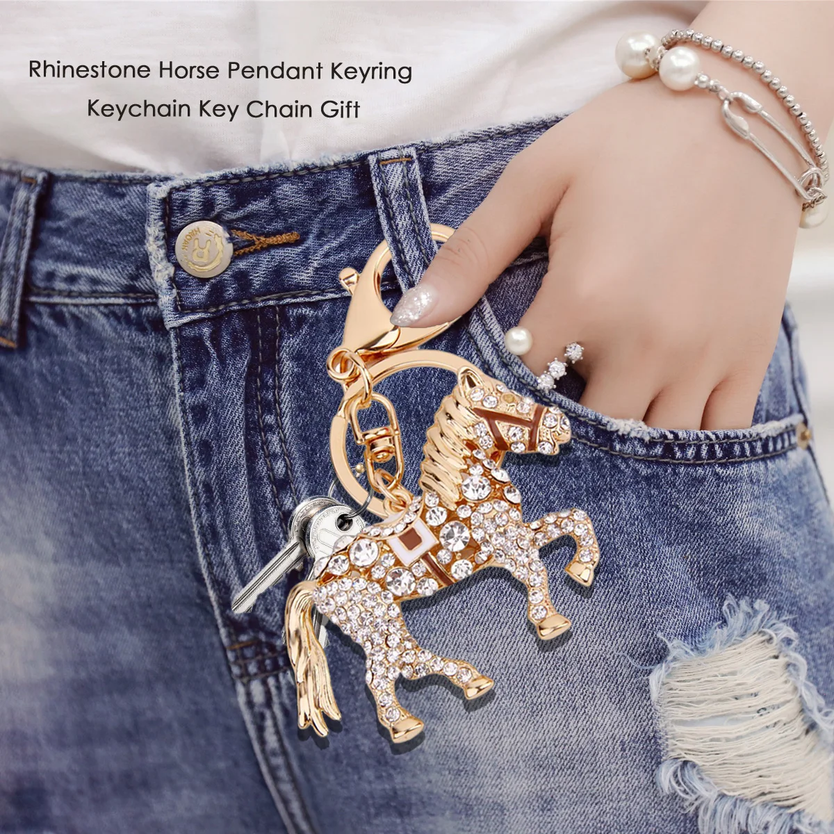 С лошадью из стразов кулон брелок подарок (случайный цвет)|Брелоки| |