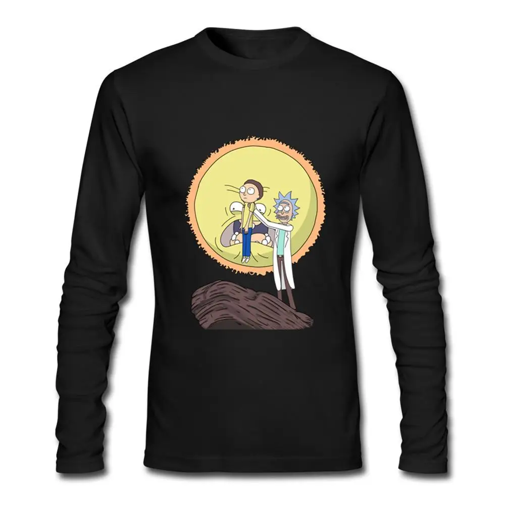 Для мужчин футболка Костюмы науки король Рик и Морти футболки Triforce Графический с длинным рукавом мужской футболка игра трон pesca 6xl - Цвет: Черный