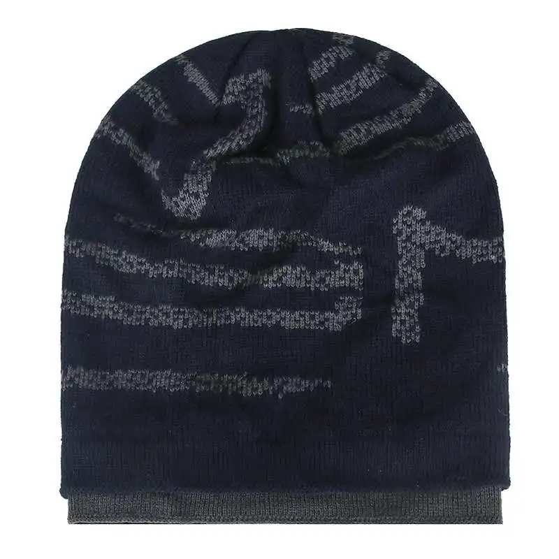 Зимние трикотажные Мужская шапка мужской skullies кепки S пушистая подкладка уха теплые шапочки толстые лыжные капот gorras Твердые Хлопок Старый д