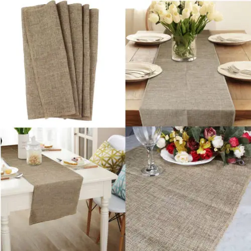 

NEW Recycling Rectangle Table Runner Solid Color Burlap Tablecloth Table Cover For Wedding Party Table Runner Decoration