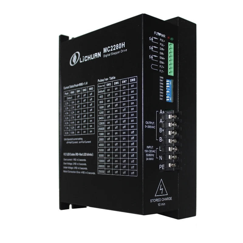 Lichuan Nema42 Драйвер шагового двигателя MC2280H двухфазный AC220V 1.6A-8.2A CE Цифровой Контроллер шагового двигателя на станке с ЧПУ