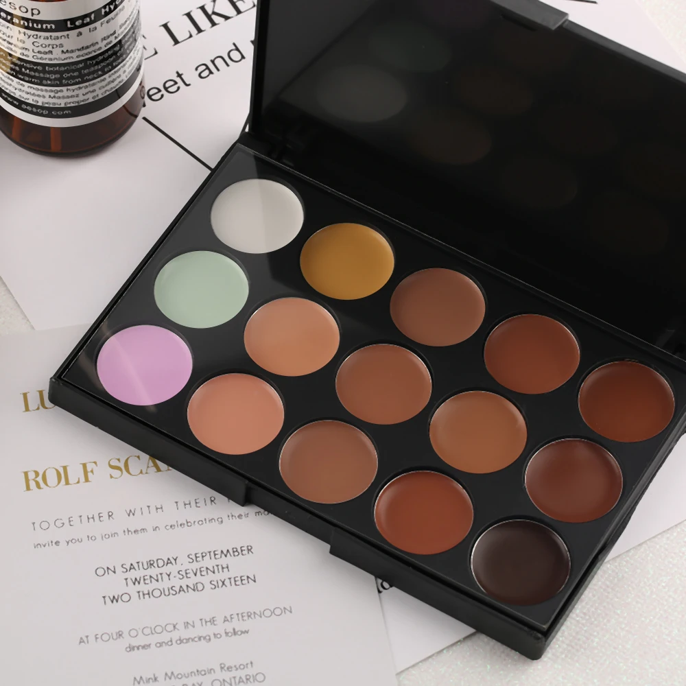 Makeup Facial Concealer Camouflage Cream Base Palette Cosmetic Beauty Tools 15 Color Pro Corrector                               (4)