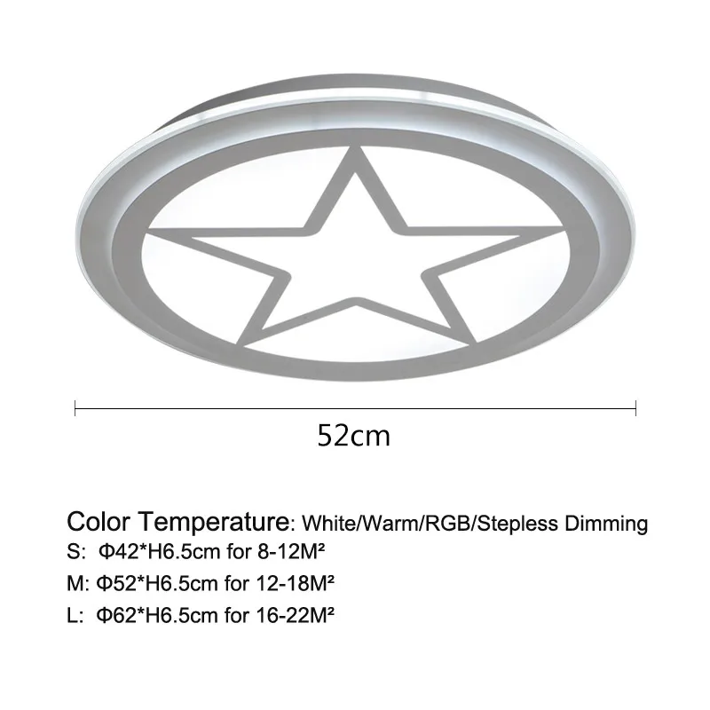 Современный короткий акриловый светодиодный потолочный светильник с мультяшным изображением Капитана Америки и звездного щита с дистанционным управлением для детской комнаты Lamparas