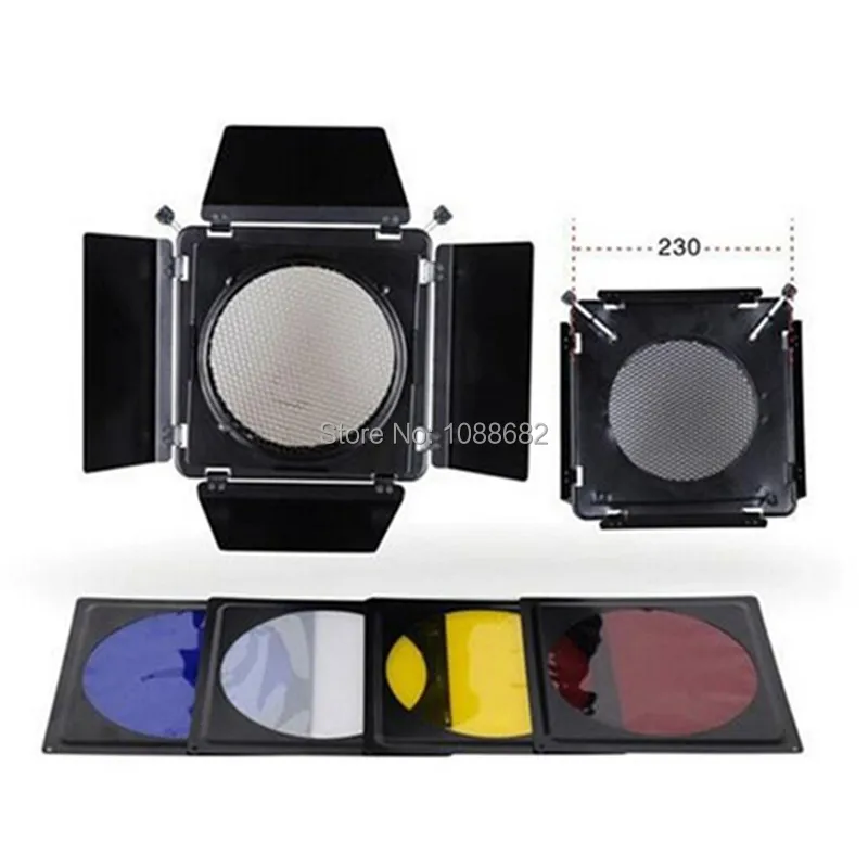 Elinchrom 230mm Standard Reflector Hood Barn Door Filter Kits (1)
