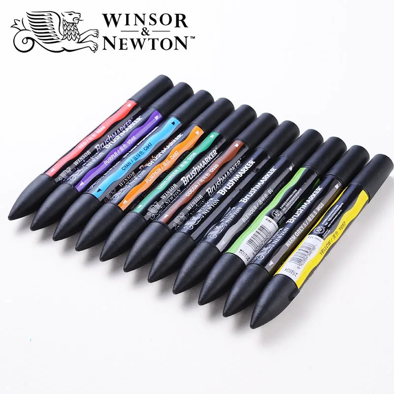 Winsor Ньютона brushmarker мягкий наконечник 6/12 Цветов маркеры с двухголовой Твин Маркеры на спиртовой основе кончик кисти тон кожи маркеры