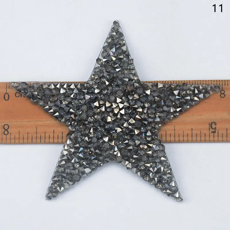 Multiple Sizes Crystal Rhinestone Star Patches for Clothing Iron on Clothes Appliques Badge Stripes Diamond Pentagram Stickers