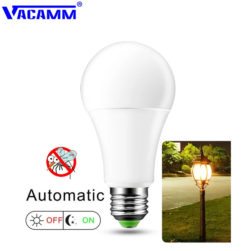 

Vacamm LED Street Light 10W Dusk to Dawn Light Bulb Day Night Light Sensor Lampada For Home Porch Hallway Emergency Lighting