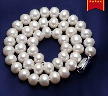 

Freshwater Pearl Necklace, Genuine Natural Pearl Strand Necklace, 8-9mm Almost no blemish, Near Round-45CM