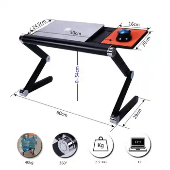 SUFEILE Fashion Laptop Desk 360 Degree Adjustable Folding Laptop Notebook PC Desk Table BLUE Stand Portable Bed Tray D5