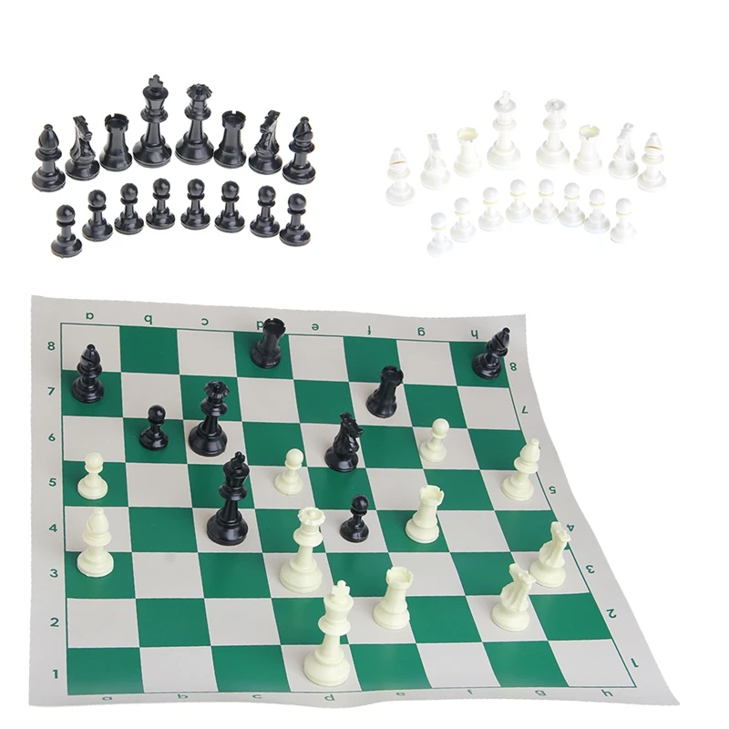 

International 32 Pieces Chess Game Set Plastic With Chessboard Chessmen Kid Gift