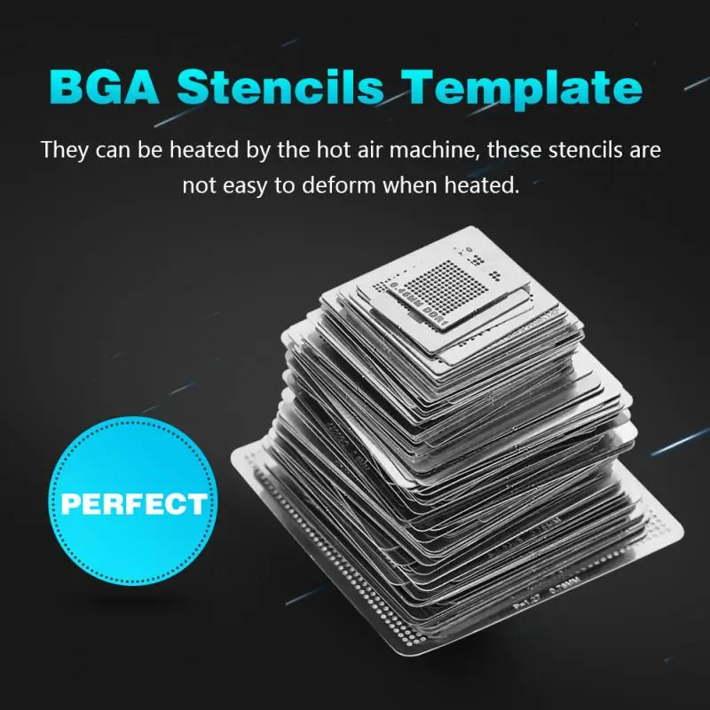 Desktop Etc BGA Retwork Net,130pcs BGA Universal reballing Return Net Stencils Steel template Mesh Directly Heat Set Kit per Laptop