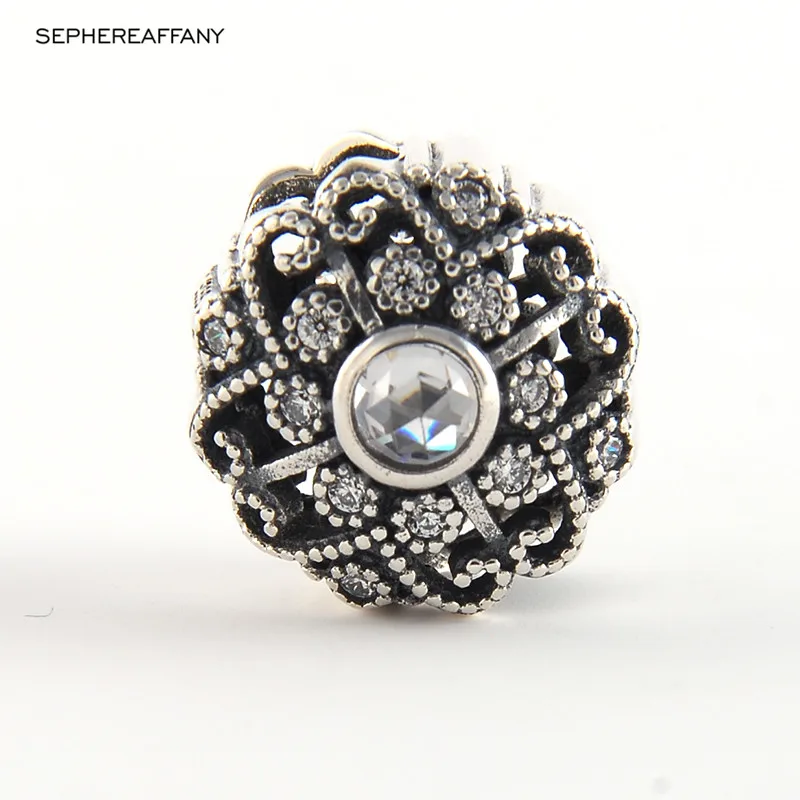 

Fit Pandora Bracelets Diy Zircon Fairytale Bloom Charms 925 Sterling Silver Openwork Flower Beads For Jewelry Making