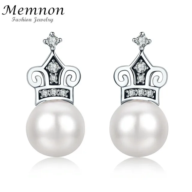 Memnon Trendy 100 925 Silver Earring Princess Crown Queen Memnon Trendy 100 925 Silver Earring Princess Crown Queen Stud Earrings For Women Sterling