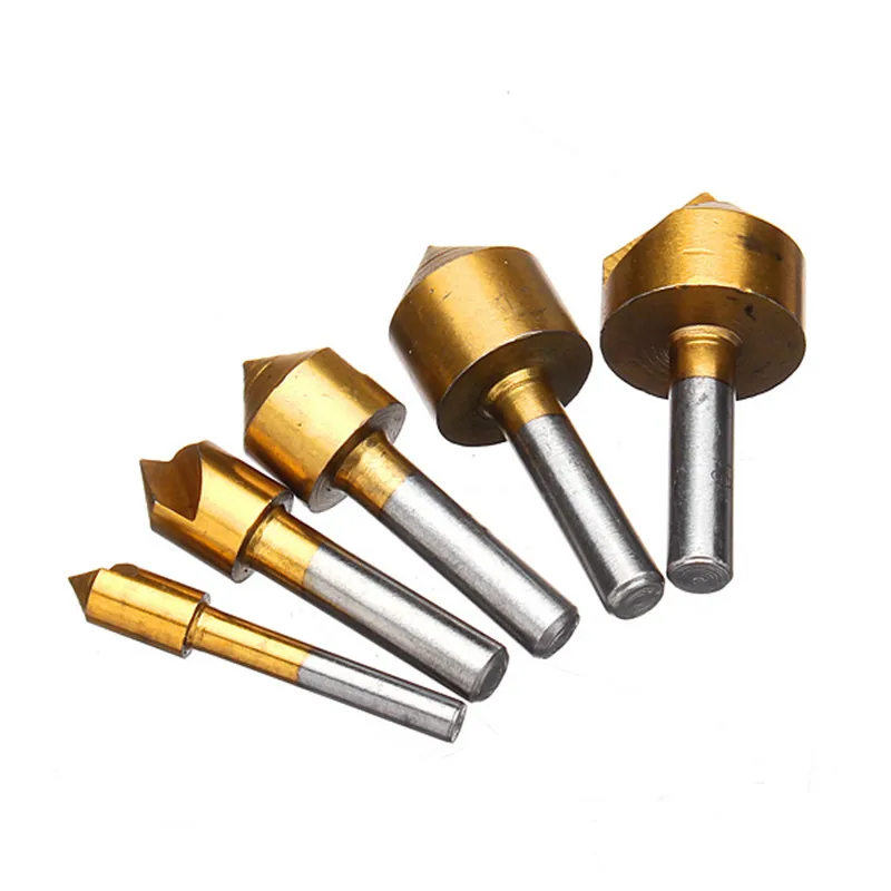 5pcs 6mm 19mm Metric Single Flute Countersink Drill Chamfering Cutter
