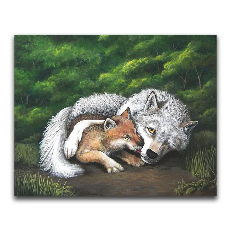 Full Round Diamond painting Wolf Full Square Diamond embroidery Cross stitch Cartoon dog DIY 3D Diamond mosaic Animal Wolves art