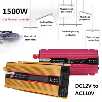 

DC12V To AC220V 1500W Peak Vehicle Car Inverter High Performance Outdoor Auto Inverter Portable LED Solar Power Inverter