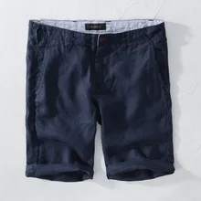 Новые Летние повседневные льняные шорты для мужчин