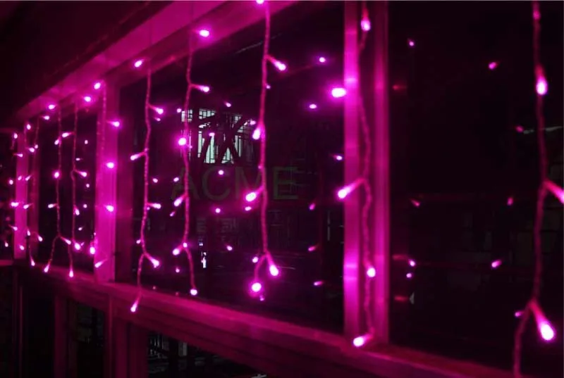 

Pink 3.5m 96 LED Icicle Waves Curtain Fairy Lights Christmas Garlands Wedding Party New year Scene Layout Background Decorations