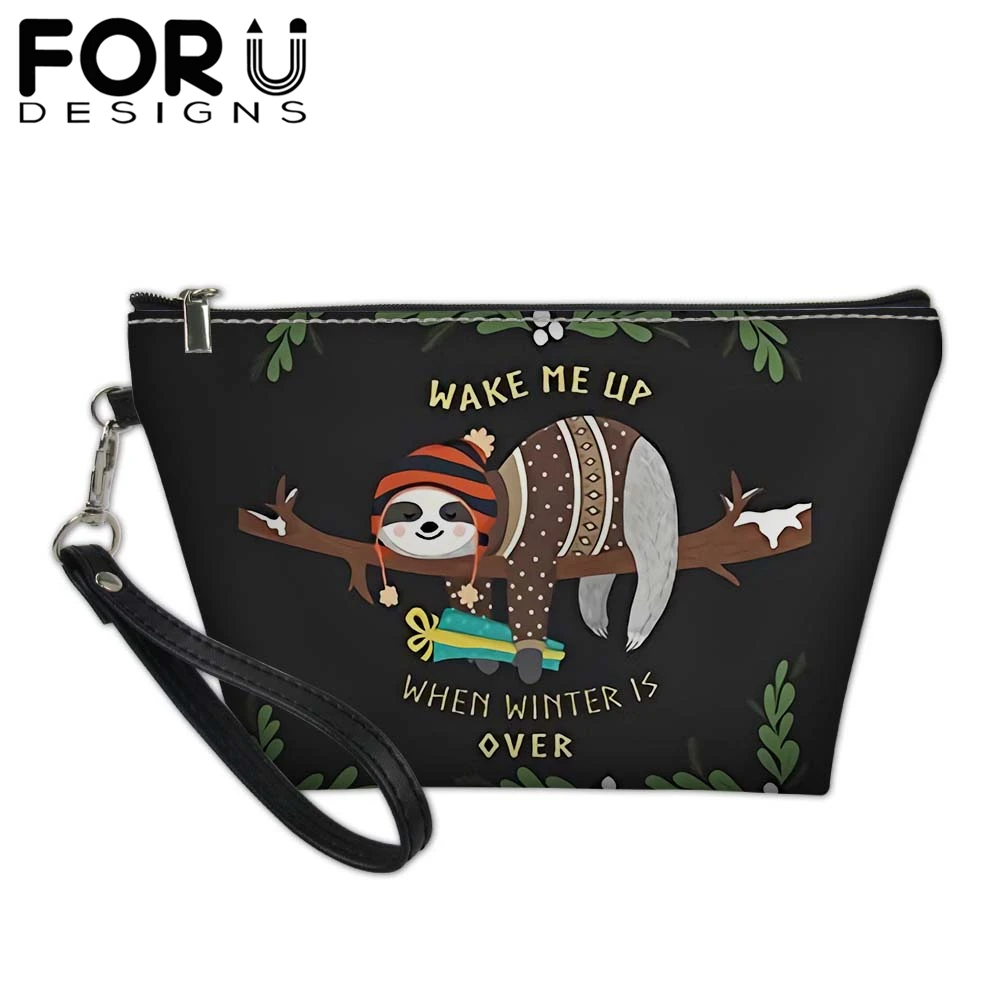 

Cute Sloth Printing Cosmetics Bag for Women Girls Folivora PU Leather Beauty Makeup Bag Pouchs Female Beautician Travel Toiletry