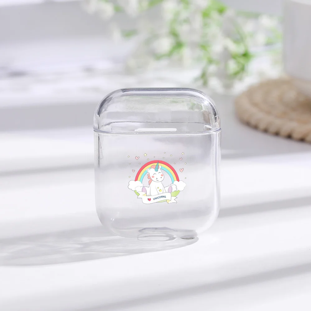 

Cases For Airpods Cute unicorn Painted Transparent Hard PC Cases For AirPods Cases Protective Cover Wireless Earphone Case
