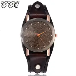 CCQ часовой бренд Для женщин Для мужчин кожаный браслет часов Повседневное модные Кварцевые наручные часы подарок часы Montre Femme