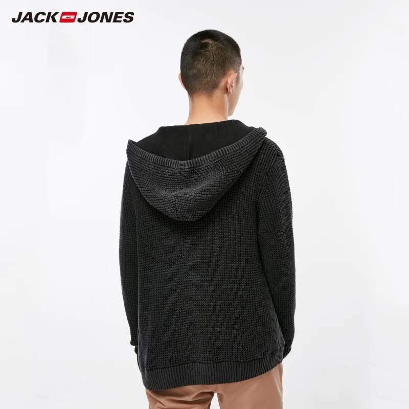 JackJones الرجال فضفاض صالح نحى طويلة الأكمام محبوك سترة السترات الرجال سستة محبوك سميكة معطف عارضة تريكو C | 218324545
