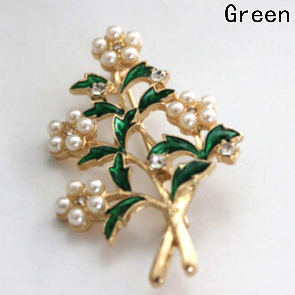 

Hot Sale 1Pc Fashion Green Leaf Shaped Brooch With Imitation Pearl Decor Exquisite Women'S Jewelry
