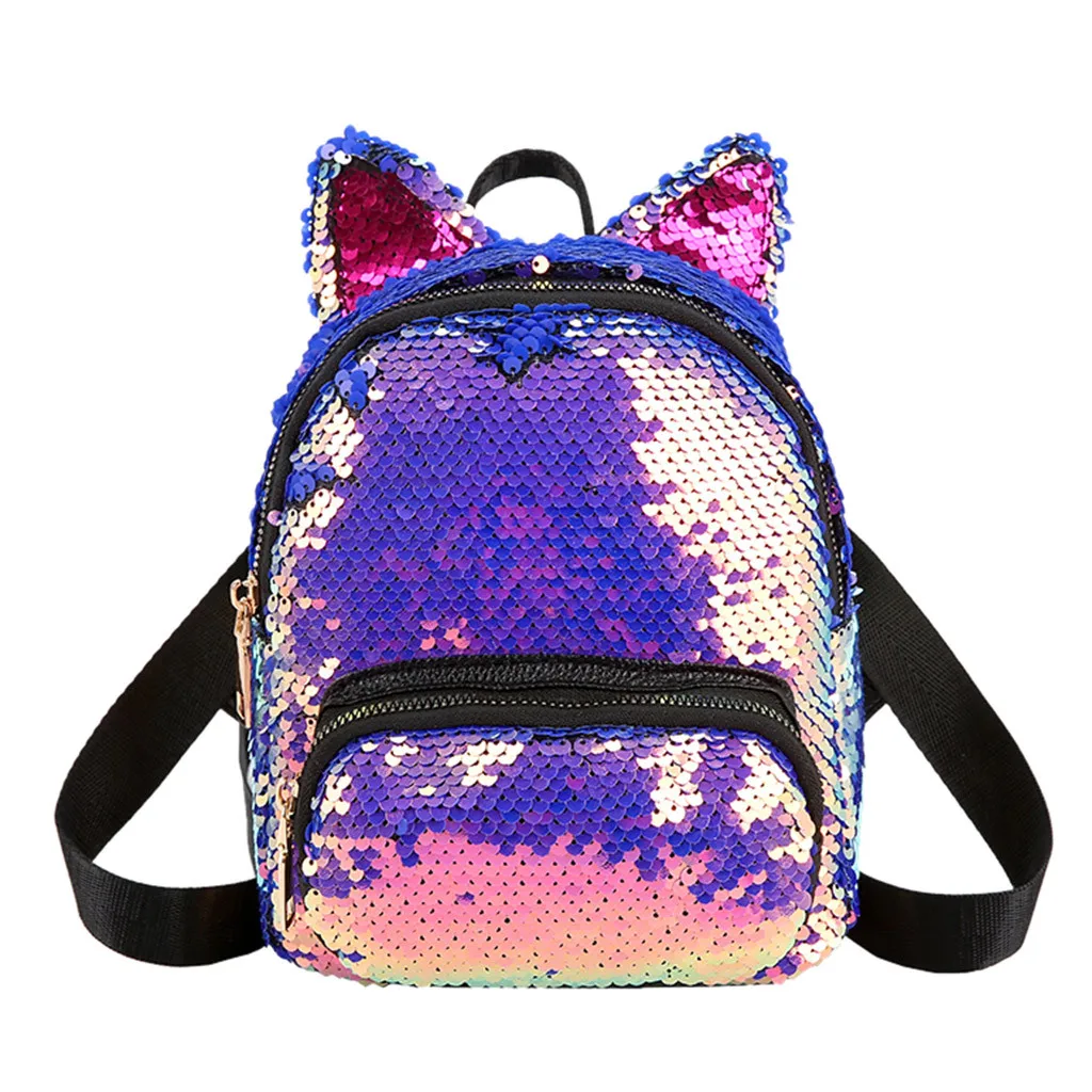 Модная женская сумка на плечо с кошачьими ушками и блестками, школьная посылка, летняя сумка для прогулок