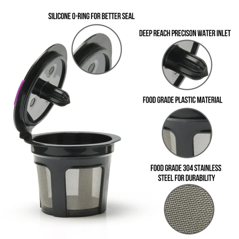 

Refillable Coffee Capsule Reusable Coffee Filter Holder Pod Compatible With KEURIG 2.0, 1.0 Stainless Steel 304 Mesh