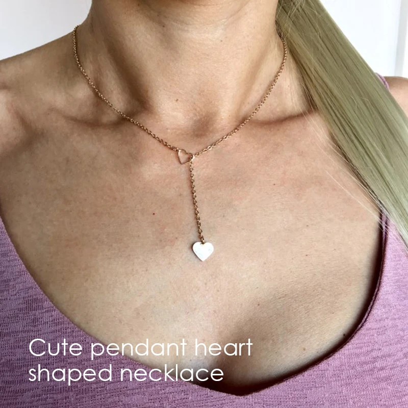 eManco Cute Heart Shape Pendant Choker Necklaces for Women Simple Design Gold-Color Chain Fashion Jewelry Ras Du Cou Femme Gifts